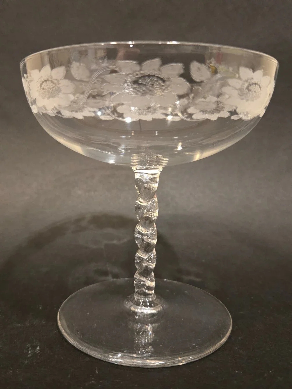 Fostoria Etched Springtime Wine Glass
